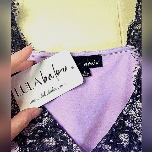 Akaiv NWT Large Night Cap Satin Camisole Purple - Picture 5 of 7